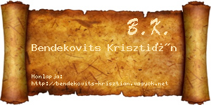 Bendekovits Krisztián névjegykártya